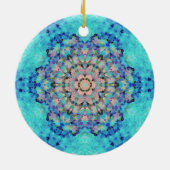 Digital Mandala Blau und Rosa Keramik Ornament (Hinten)