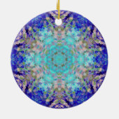 Digital Mandala Blue Lila und weiß Keramik Ornament (Hinten)