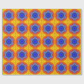 Digital Mandala Blue Orange und Yellow Geschenkpapier (Flach)