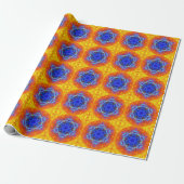 Digital Mandala Blue Orange und Yellow Geschenkpapier (Ungerollt)