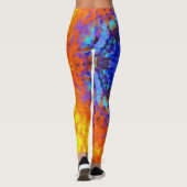 Digital Mandala Blue Orange und Yellow Leggings (Rückseite)