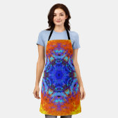 Digital Mandala Blue Orange und Yellow Schürze (Getragen)