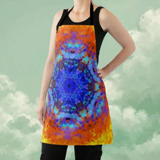 Digital Mandala Blue Orange und Yellow Schürze