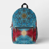 Digital Mandala Blue Red and Yellow Bedruckter Rucksack (Vorderseite)