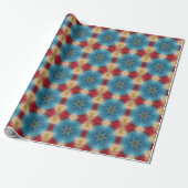 Digital Mandala Blue Red and Yellow Geschenkpapier (Ungerollt)