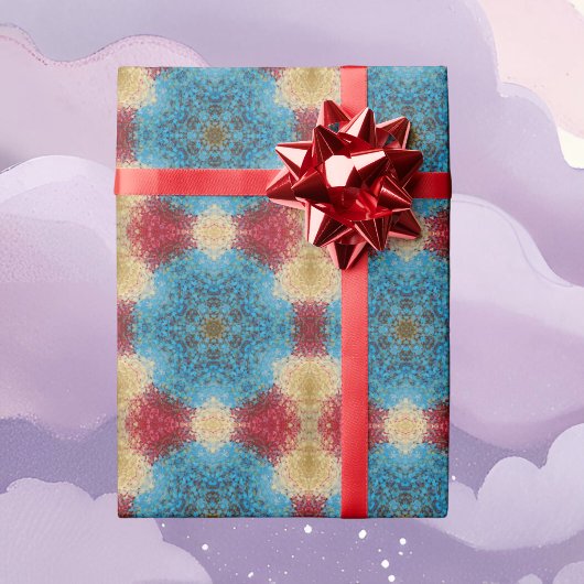 Digital Mandala Blue Red and Yellow Geschenkpapier