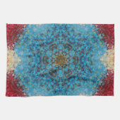Digital Mandala Blue Red and Yellow Geschirrtuch (Horizontal)