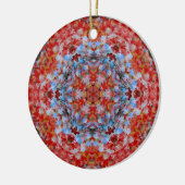 Digital Mandala Blue Red and Yellow Keramik Ornament (Links)