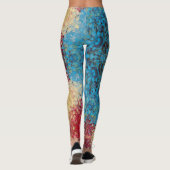 Digital Mandala Blue Red and Yellow Leggings (Rückseite)