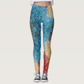Digital Mandala Blue Red and Yellow Leggings (Vorderseite)
