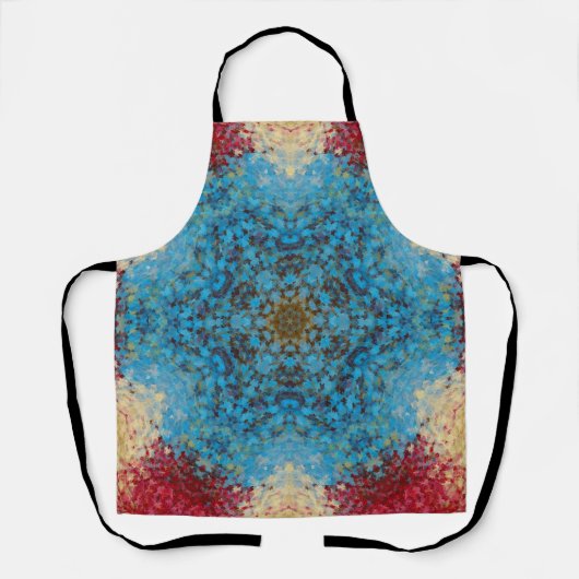 Digital Mandala Blue Red and Yellow Schürze (Vorderseite)