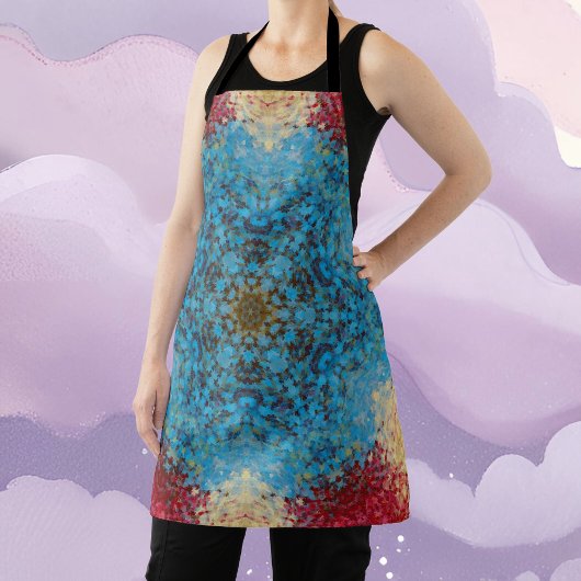 Digital Mandala Blue Red and Yellow Schürze