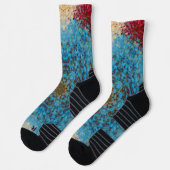 Digital Mandala Blue Red and Yellow Socken (Links)