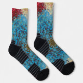 Digital Mandala Blue Red and Yellow Socken (Rechts)