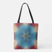 Digital Mandala Blue Red and Yellow Tasche (Rückseite)
