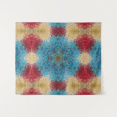 Digital Mandala Blue Red and Yellow Wandteppich (Vorderseite (Horizontal))