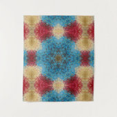 Digital Mandala Blue Red and Yellow Wandteppich (Vorderseite)
