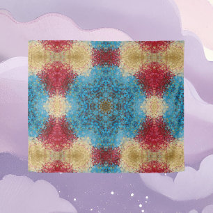 Digital Mandala Blue Red and Yellow Wandteppich
