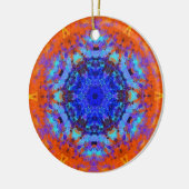 Digital Mandala Blue und Orange Keramik Ornament (Links)