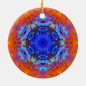 Digital Mandala Blue und Orange Keramik Ornament (Hinten)