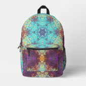 Digital Mandala Blue Yellow und Lila Bedruckter Rucksack (Vorderseite)
