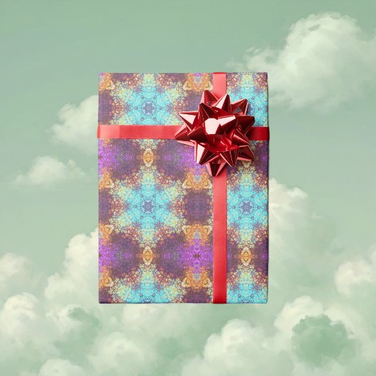 Digital Mandala Blue Yellow und Lila Geschenkpapier