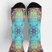 Digital Mandala Blue Yellow und Lila Socken (Oben)