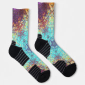 Digital Mandala Blue Yellow und Lila Socken (Rechts)