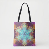 Digital Mandala Blue Yellow und Lila Tasche (Vorderseite)
