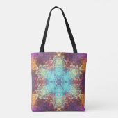 Digital Mandala Blue Yellow und Lila Tasche (Rückseite)