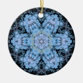 Digital Mandala Blume Blau und Schwarz Keramik Ornament (Vorne)