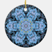 Digital Mandala Blume Blau und Schwarz Keramik Ornament (Hinten)