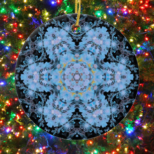 Digital Mandala Blume Blau und Schwarz Keramik Ornament