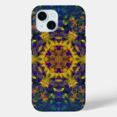 Digital Mandala Gelb Blau und Grün Case-Mate iPhone Hülle (Rückseite)