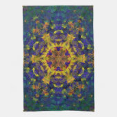 Digital Mandala Gelb Blau und Grün Geschirrtuch (Vertikal)