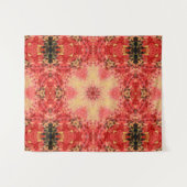Digital Mandala Gelb, Rosa und Rot Wandteppich (Vorderseite (Horizontal))