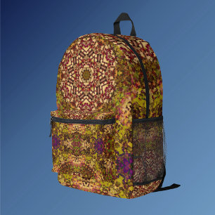 Digital Mandala Gelb rot und Lila Bedruckter Rucksack