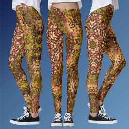Digital Mandala Gelb rot und Lila Leggings