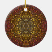 Digital Mandala Gelb Rot und Rosa Keramik Ornament (Hinten)