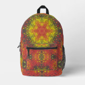 Digital Mandala Gelb rot und schwarz Bedruckter Rucksack (Vorderseite)