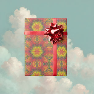 Digital Mandala Gelb rot und schwarz Geschenkpapier