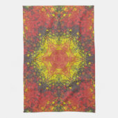 Digital Mandala Gelb rot und schwarz Geschirrtuch (Vertikal)