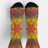 Digital Mandala Gelb rot und schwarz Socken (Oben)
