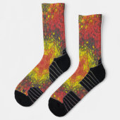 Digital Mandala Gelb rot und schwarz Socken (Links)