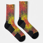 Digital Mandala Gelb rot und schwarz Socken (Rechts)