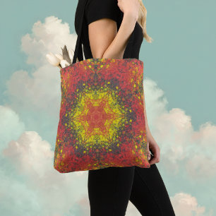 Digital Mandala Gelb rot und schwarz Tasche