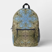 Digital Mandala Gelb und Blau Bedruckter Rucksack (Vorderseite)