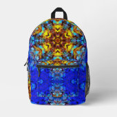 Digital Mandala Gelb und Blau Bedruckter Rucksack (Vorderseite)
