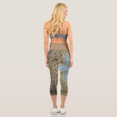 Digital Mandala Gelb und Blau Capri Leggings (Rückseite)