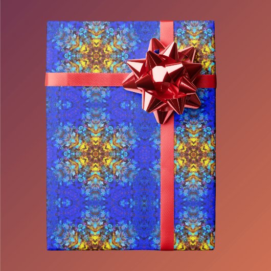 Digital Mandala Gelb und Blau Geschenkpapier